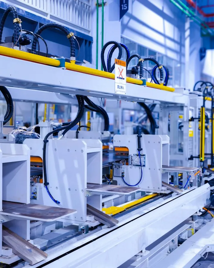 Automated production line in a modern factory